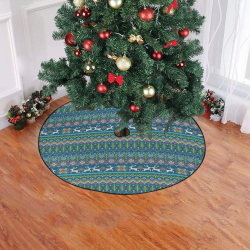 Christmas Rendeer Tree Knit Pattern Christmas Tree Skirt 47" x 47"