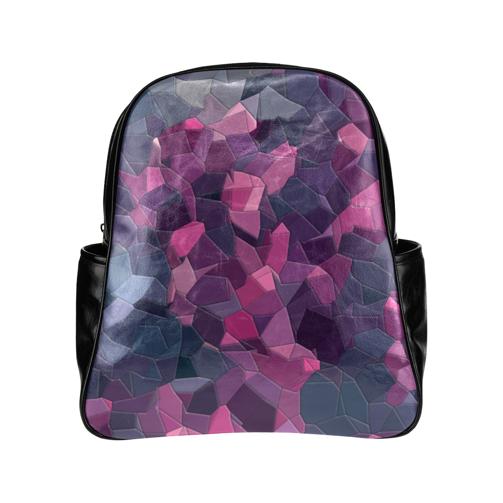 purple pink magenta mosaic #purple Multi-Pockets Backpack (Model 1636)