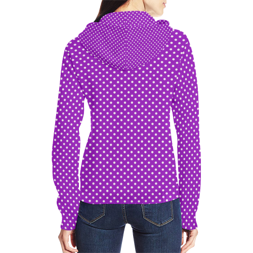 Lavander polka dots All Over Print Full Zip Hoodie for Women (Model H14)