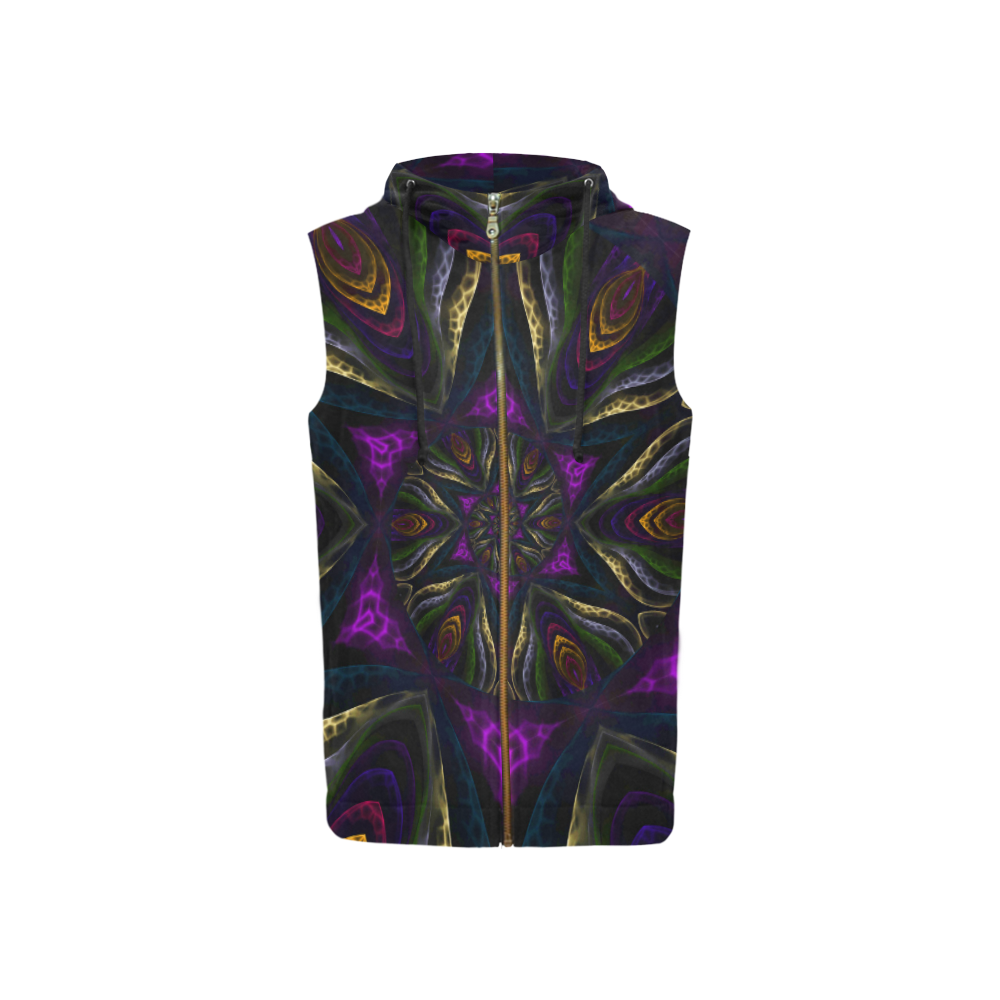 vortxe triangles All Over Print Sleeveless Zip Up Hoodie for Women (Model H16)