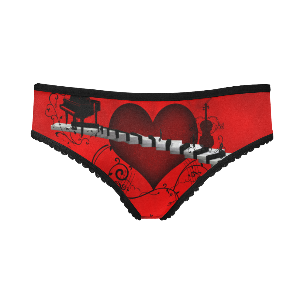 Music, piano guitar and wonderful heart Women's All Over Print Girl Briefs (Model L14)