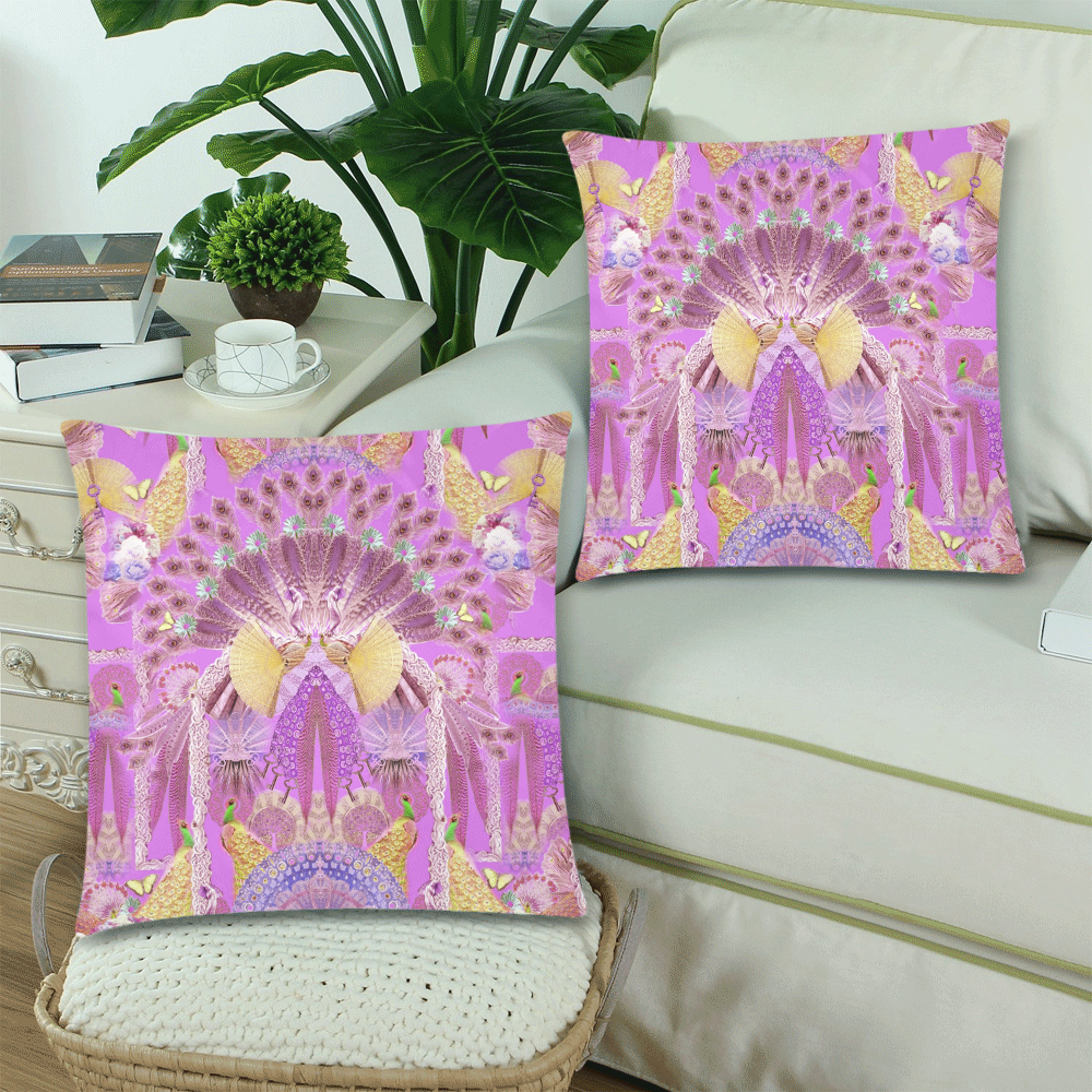 paons 6 Custom Zippered Pillow Cases 18"x 18" (Twin Sides) (Set of 2)