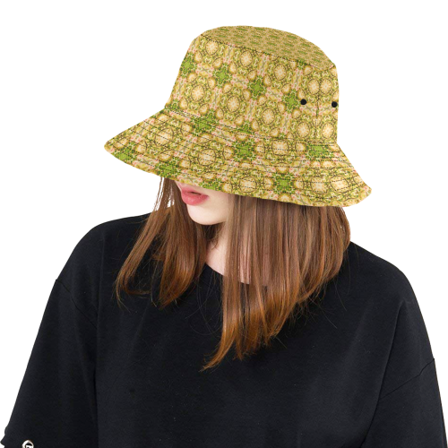 Irish Green Gold Damask All Over Print Bucket Hat