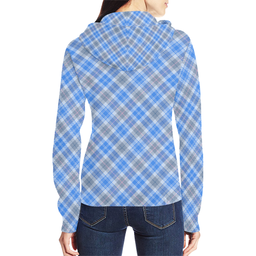 Plaid patterns All Over Print Full Zip Hoodie for Women (Model H14)