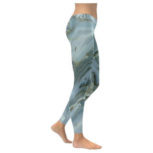 Blue Marble Women's Low Rise Leggings (Invisible Stitch) (Model L05)