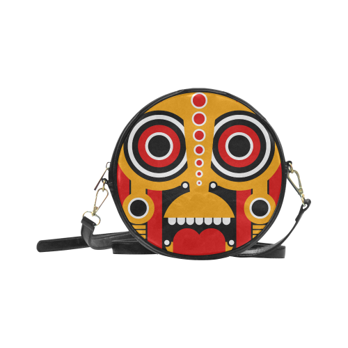 Red Yellow Tiki Tribal Round Sling Bag (Model 1647)