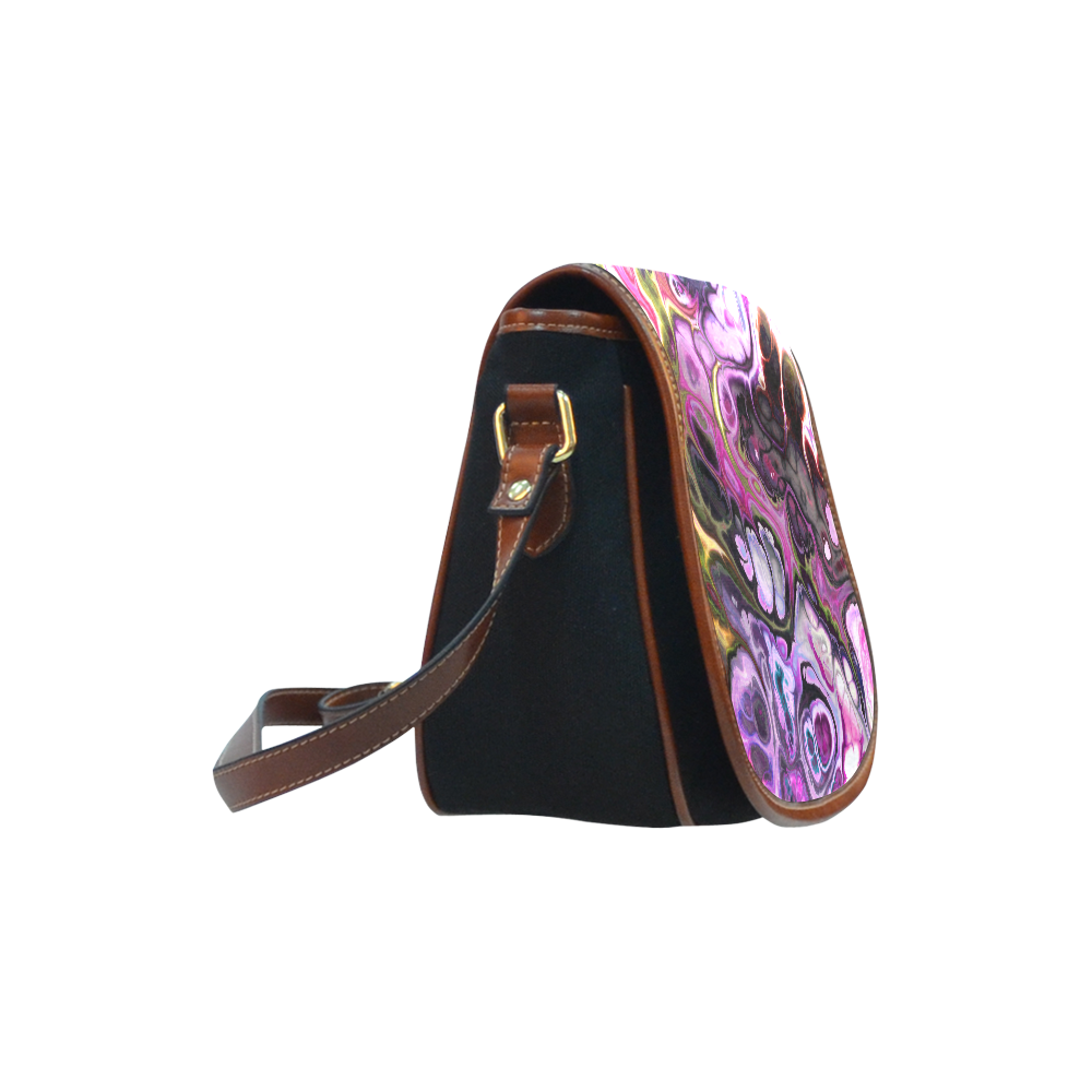 Colorful Marble Design Saddle Bag/Small (Model 1649)(Flap Customization)