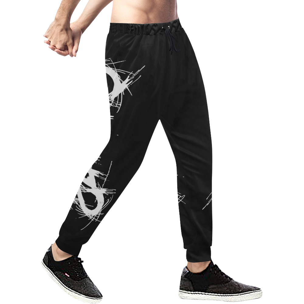 anti gods suicide CUT  logo WHITE black joggers Men's All Over Print Sweatpants (Model L11)