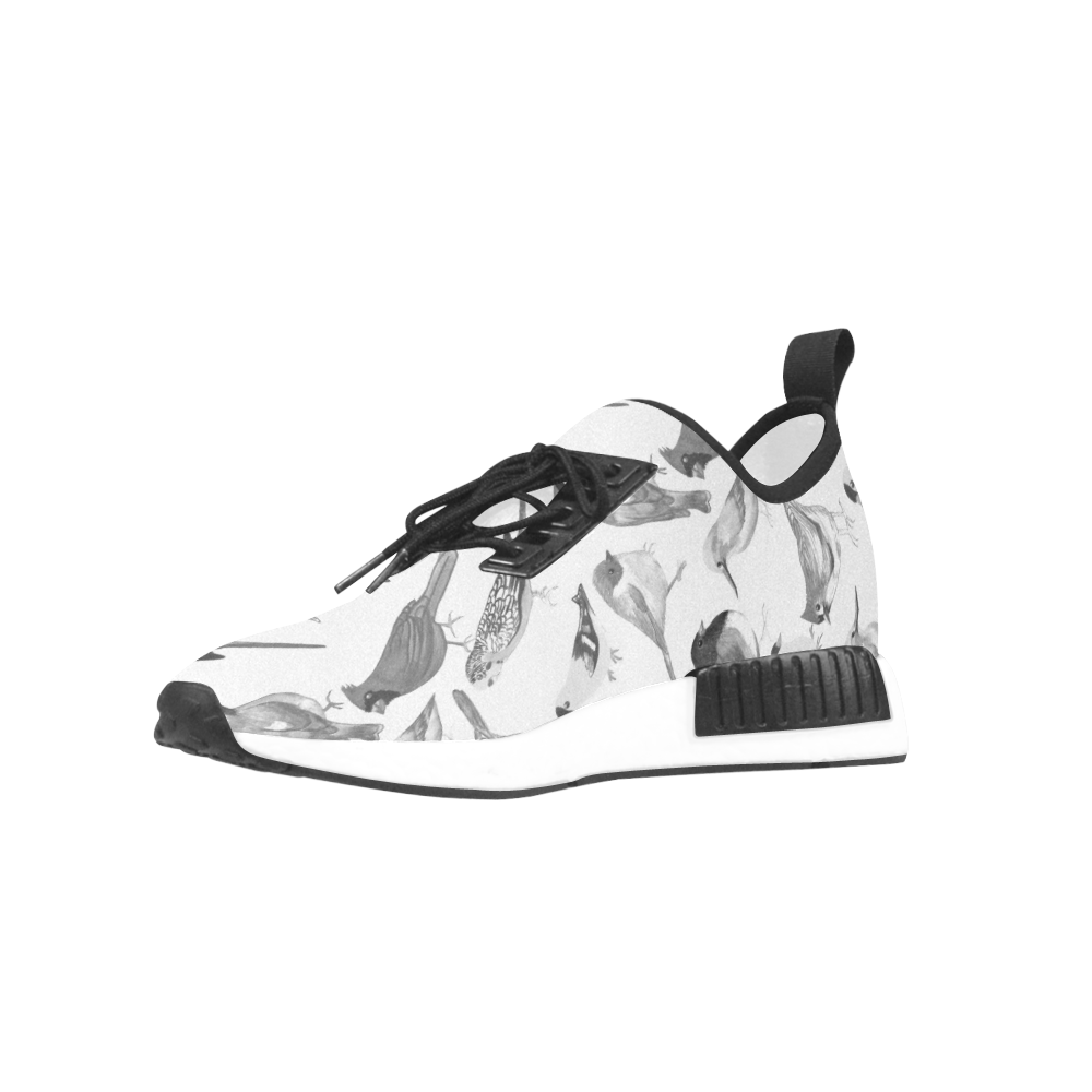 Black and white birds against white background sea Men’s Draco Running Shoes (Model 025)