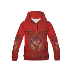 Beautiful heart, wings, clocks and gears All Over Print Hoodie for Kid (USA Size) (Model H13)