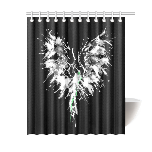 Phoenix - Abstract Painting Bird White 1 Shower Curtain 60"x72"