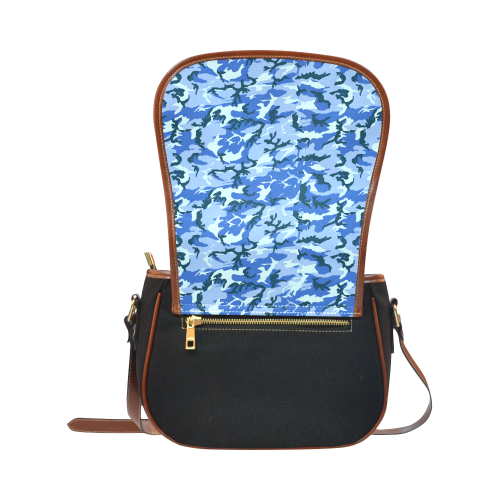 Woodland Blue Camouflage Saddle Bag/Small (Model 1649)(Flap Customization)