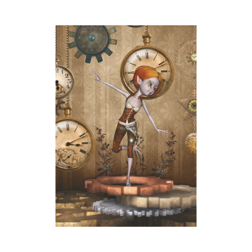 Steampunk girl, clocks and gears Garden Flag 28''x40'' （Without Flagpole）