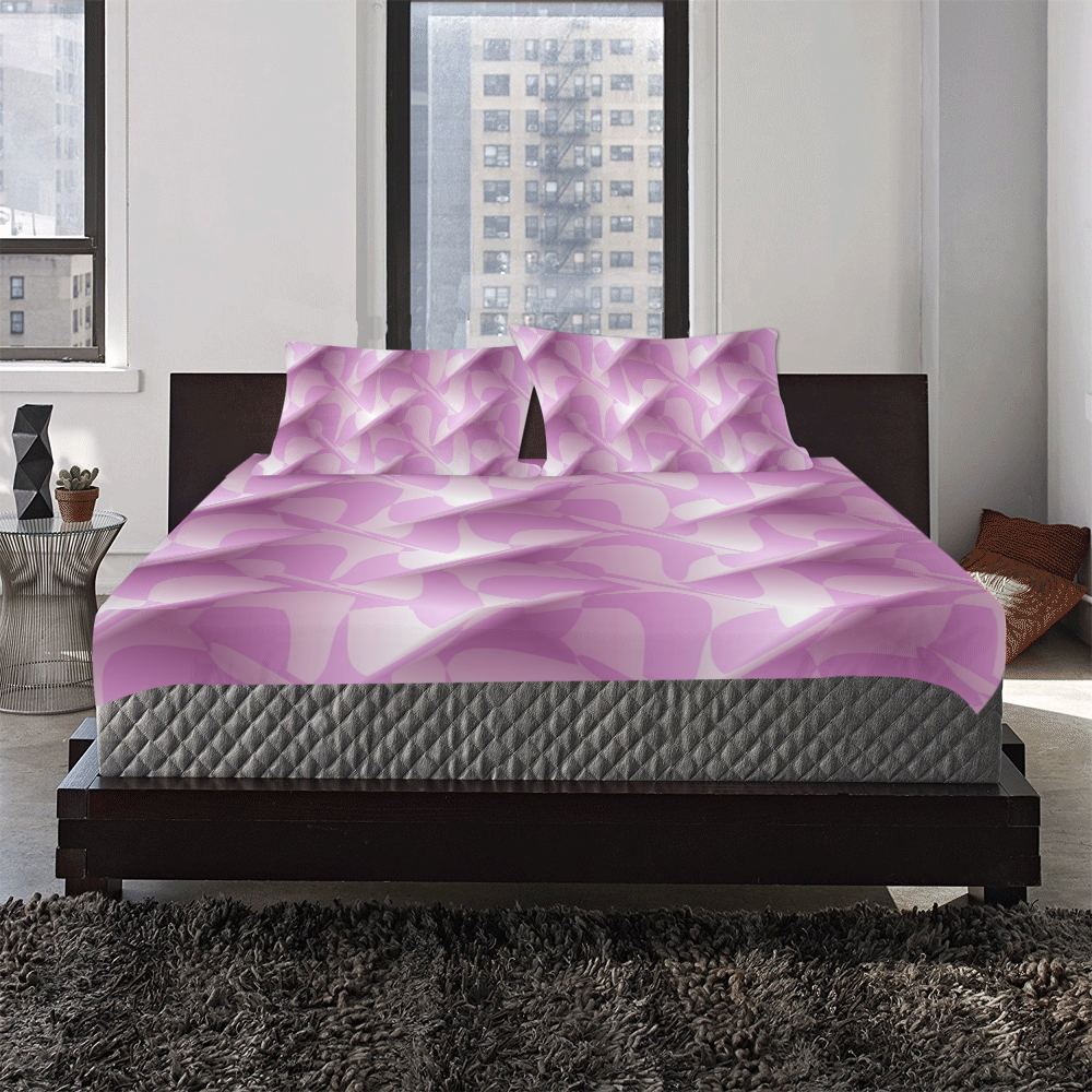 Subtle Light Purple Cubik 3-Piece Bedding Set
