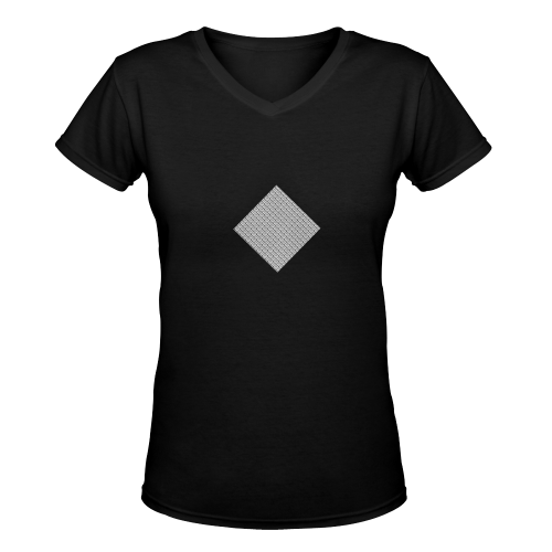 NUMBERS Collection Diamond Symbols White Women's Deep V-neck T-shirt (Model T19)