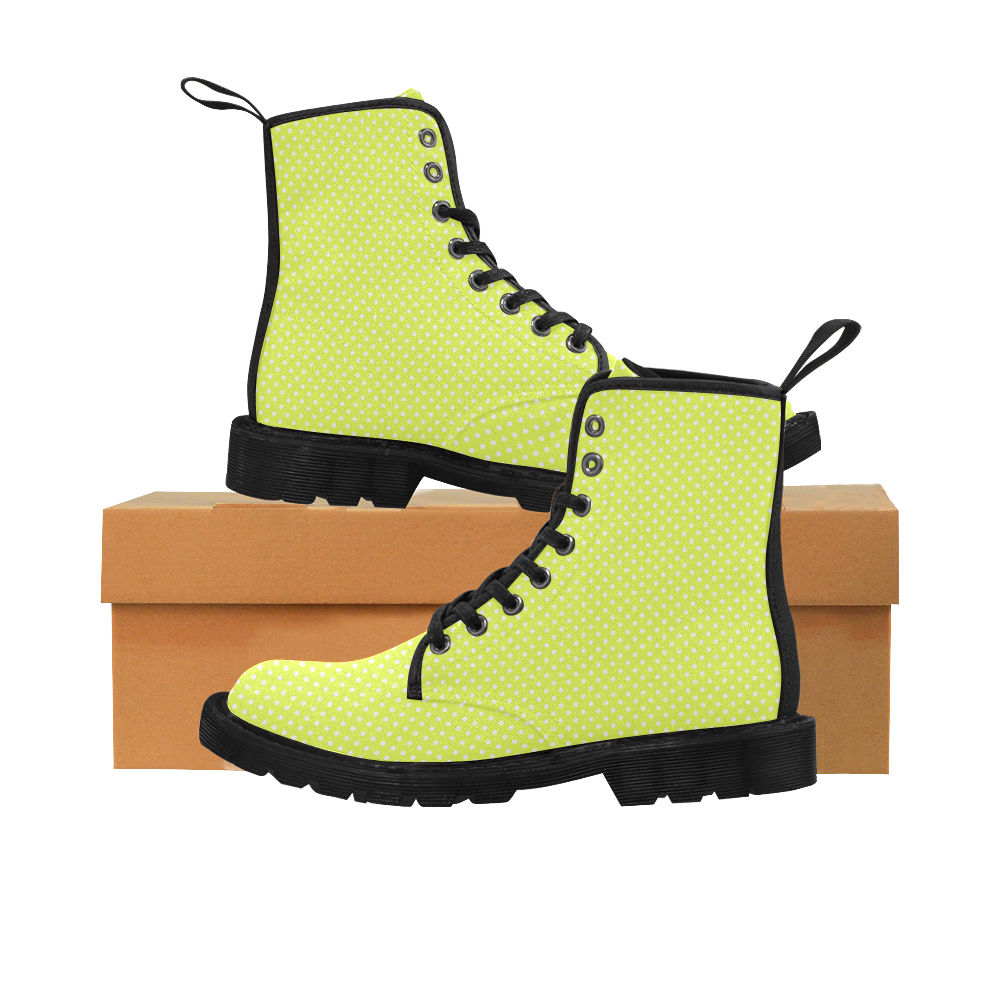 Yellow polka dots Martin Boots for Women (Black) (Model 1203H)