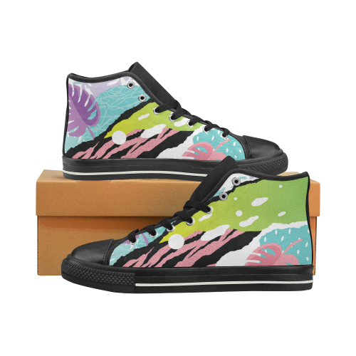 Pop Art Pink High Top Canvas Shoes for Kid (Model 017)