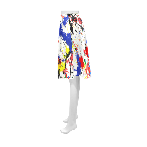 Blue and Red Paint Splatter Athena Women's Short Skirt (Model D15)