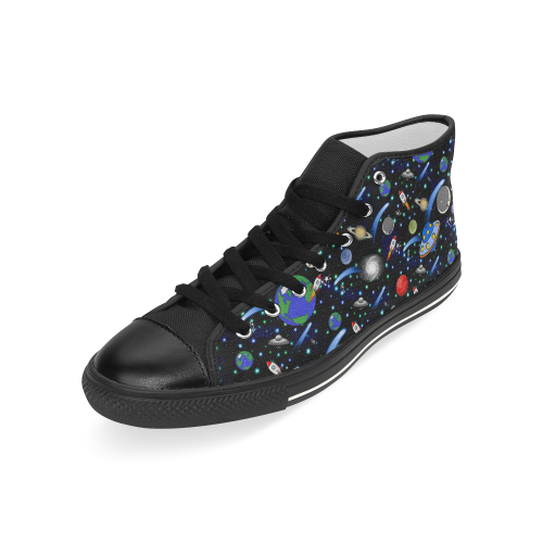 Galaxy Universe - Planets, Stars, Comets, Rockets Men’s Classic High Top Canvas Shoes (Model 017)