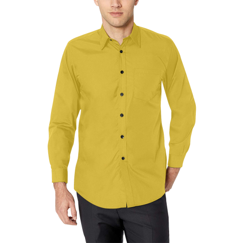 Spicy Mustard Yellow by Aleta Men's All Over Print Casual Dress Shirt (Model T61)