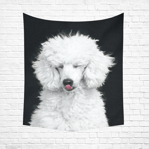 Silly White Poodle Cotton Linen Wall Tapestry 51"x 60"