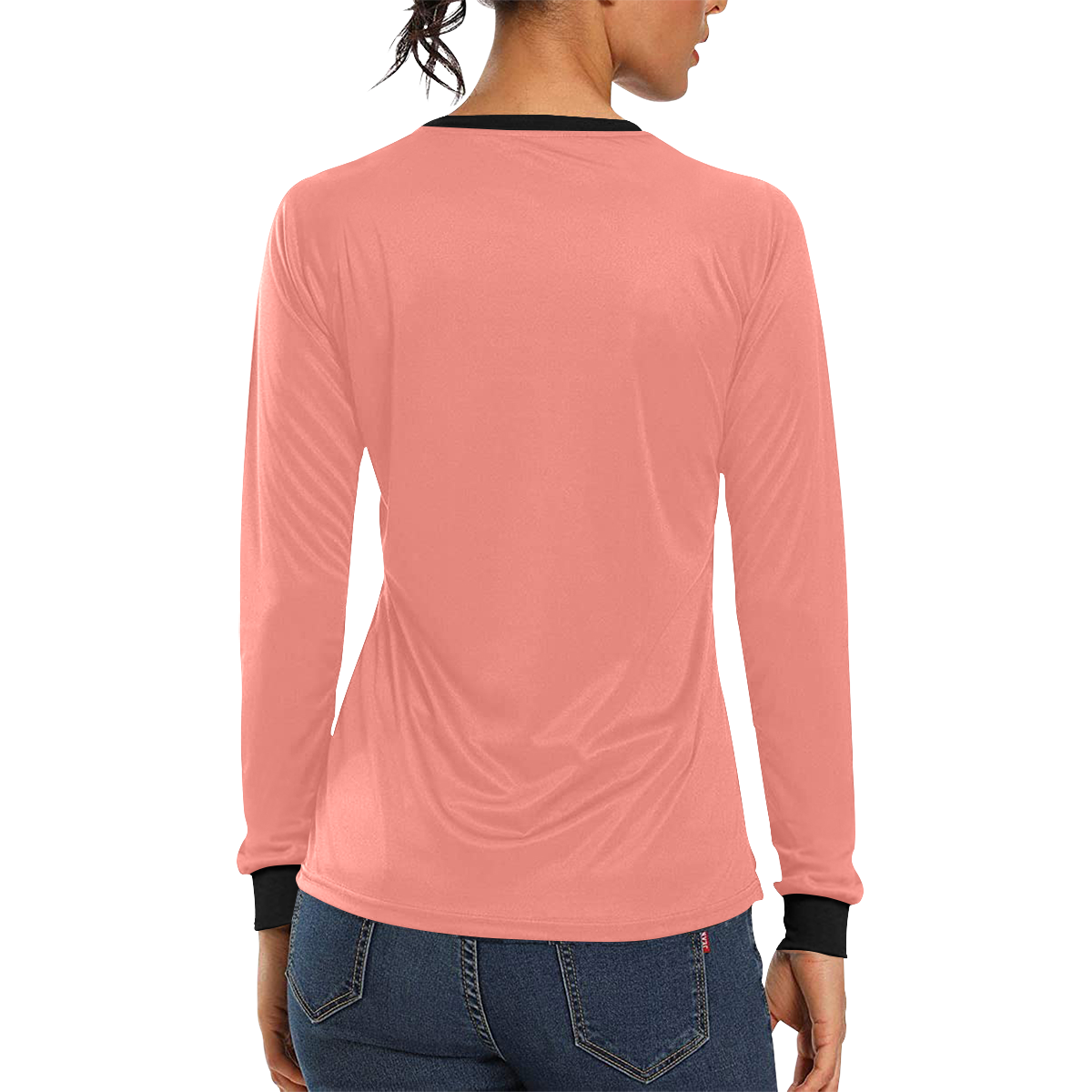 color tea rose Women's All Over Print Long Sleeve T-shirt (Model T51)