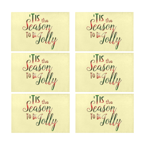 Christmas 'Tis The Season on Yellow Placemat 12’’ x 18’’ (Six Pieces)