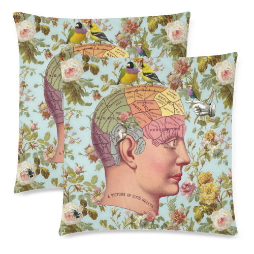 Away with the Birds Custom Zippered Pillow Cases 18"x 18" (Twin Sides) (Set of 2)