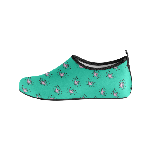 zodiac bat pink teal Women's Slip-On Water Shoes (Model 056)