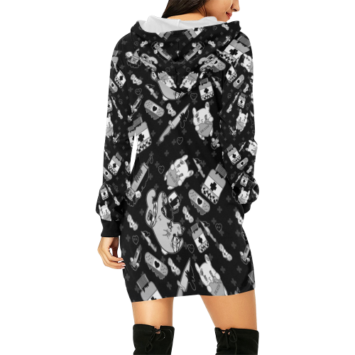 deathmaskcute24 All Over Print Hoodie Mini Dress (Model H27)