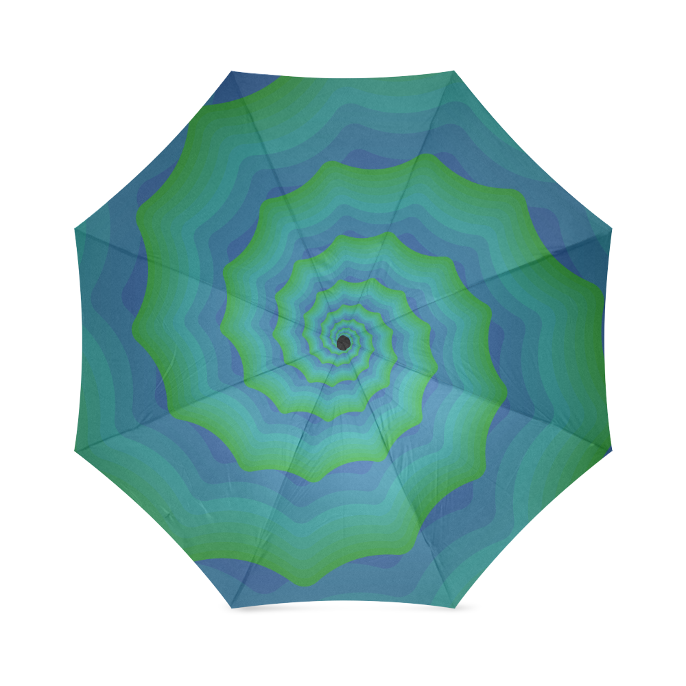 Green blue shell spiral Foldable Umbrella (Model U01)