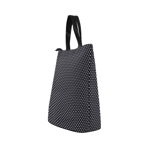 Black polka dots Nylon Lunch Tote Bag (Model 1670)