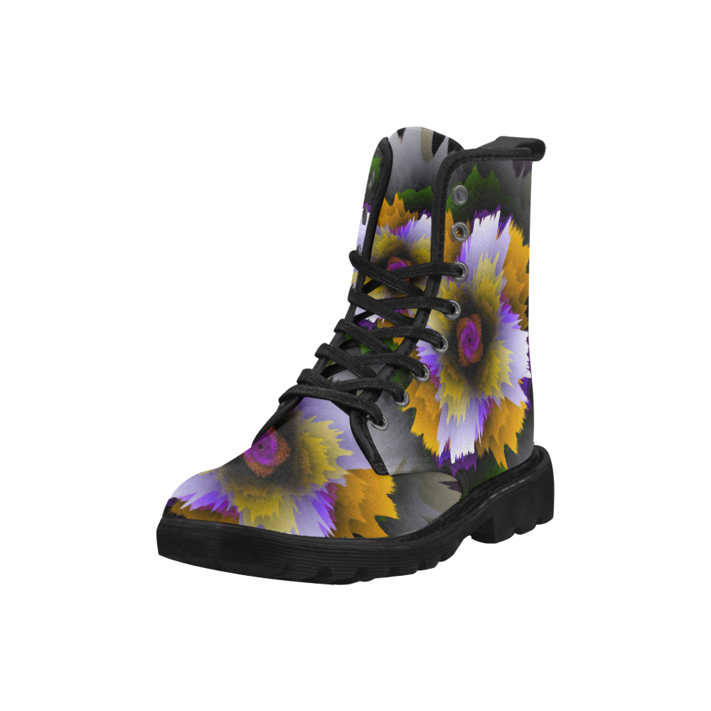3d flowers Martin Boots for Women (Black) (Model 1203H)