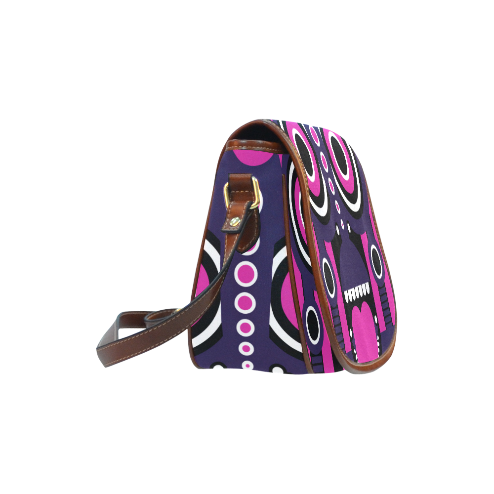 Pink Purple Tiki Tribal Saddle Bag/Small (Model 1649) Full Customization