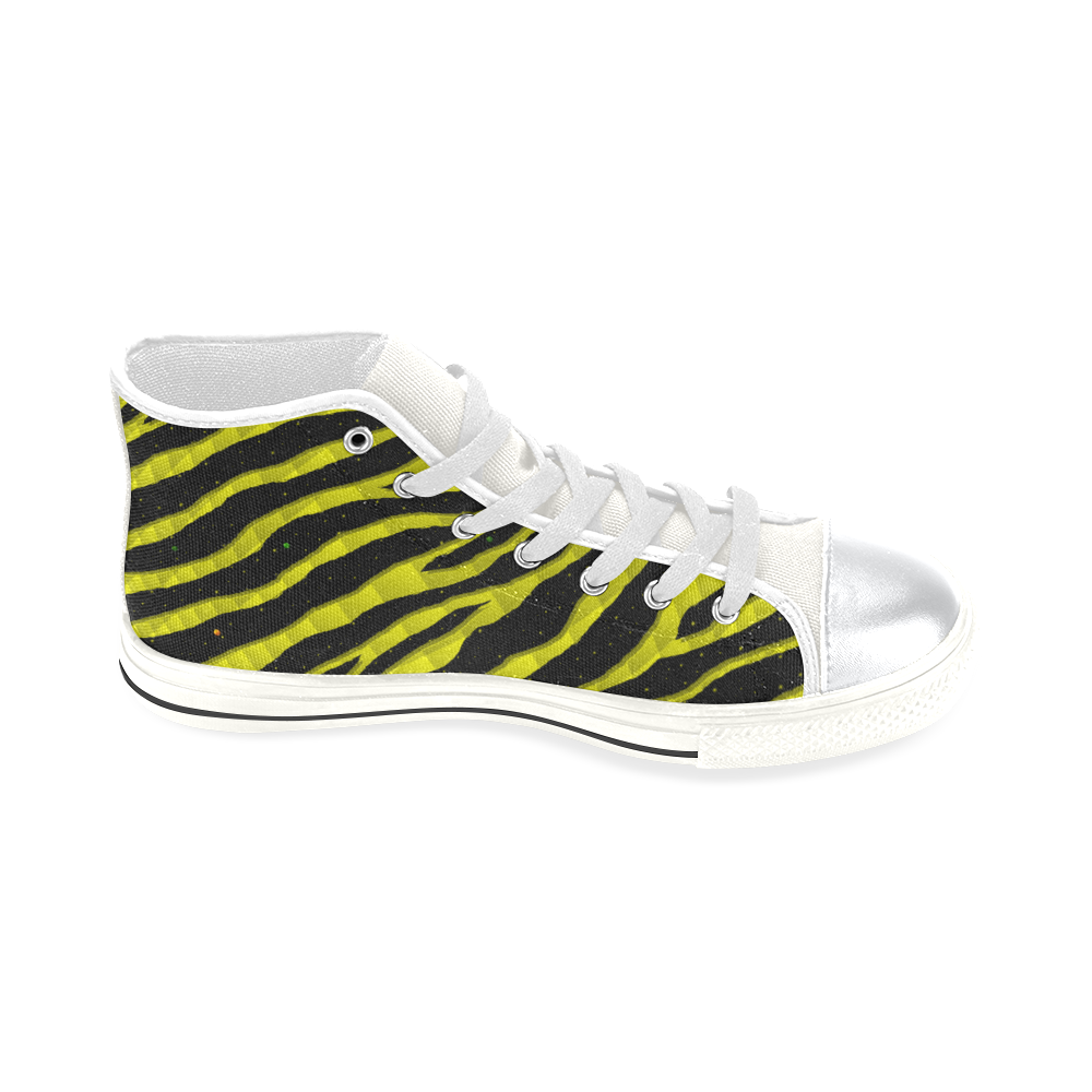 Ripped SpaceTime Stripes - Yellow High Top Canvas Women's Shoes/Large Size (Model 017)