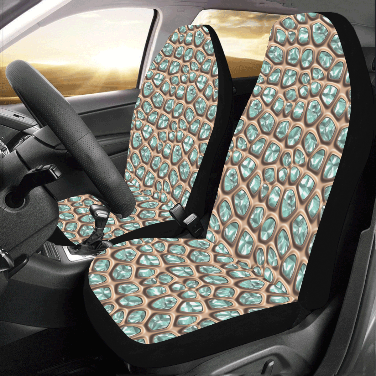 Green crystals Car Seat Covers (Set of 2)