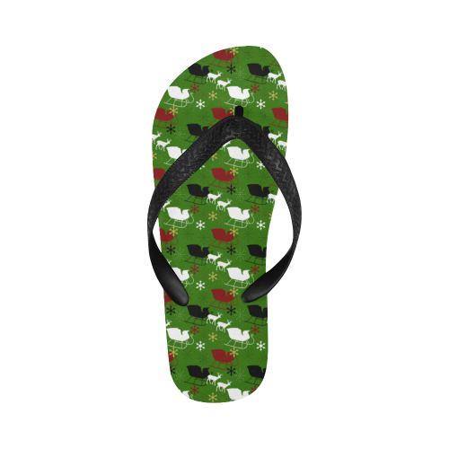 snow sleigh deer green Flip Flops for Men/Women (Model 040)