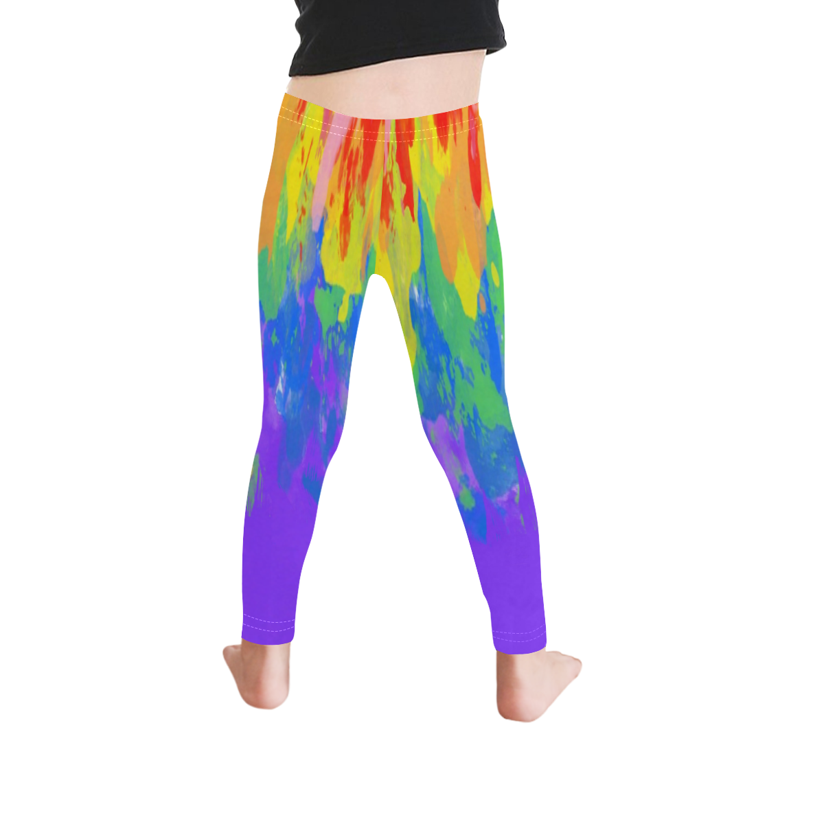 Flames Paint Abstract Purple Kid's Ankle Length Leggings (Model L06)