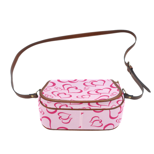 Pinky Blush Hearts Saddle Bag/Small (Model 1649) Full Customization