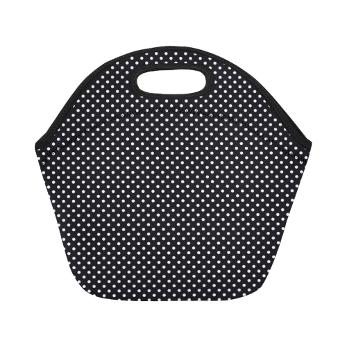 Black polka dots Neoprene Lunch Bag/Small (Model 1669)