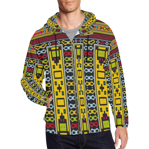 Shapes rows All Over Print Full Zip Hoodie for Men (Model H14)