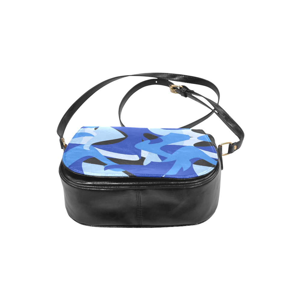 Camouflage Abstract Blue and Black Classic Saddle Bag/Large (Model 1648)