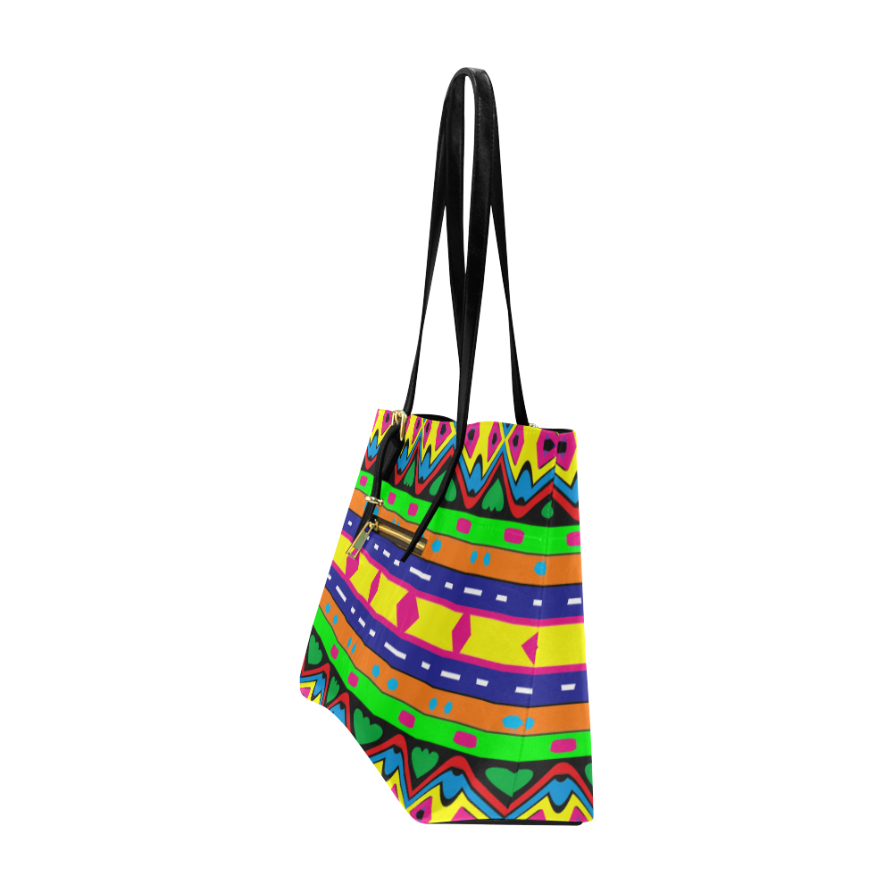 Distorted colorful shapes and stripes Euramerican Tote Bag/Large (Model 1656)