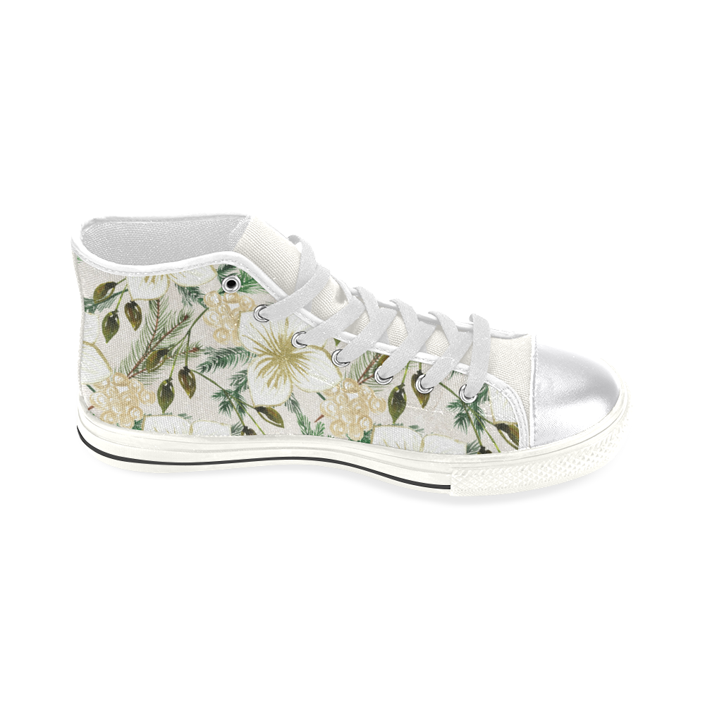 Flowering Shoes, Sweet Flowers Women's Classic High Top Canvas Shoes (Model 017)