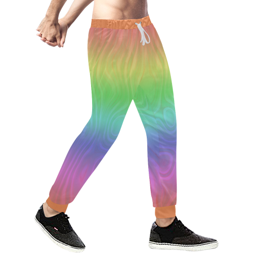 Groovy Pastel Rainbow Men's All Over Print Sweatpants (Model L11)