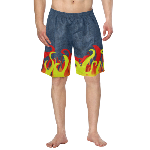 Fire and Flames With Denim Men's Swim Trunk/Large Size (Model L21)