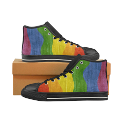 Gay Pride - Rainbow Flag Waves Stripes 3 Men’s Classic High Top Canvas Shoes (Model 017)
