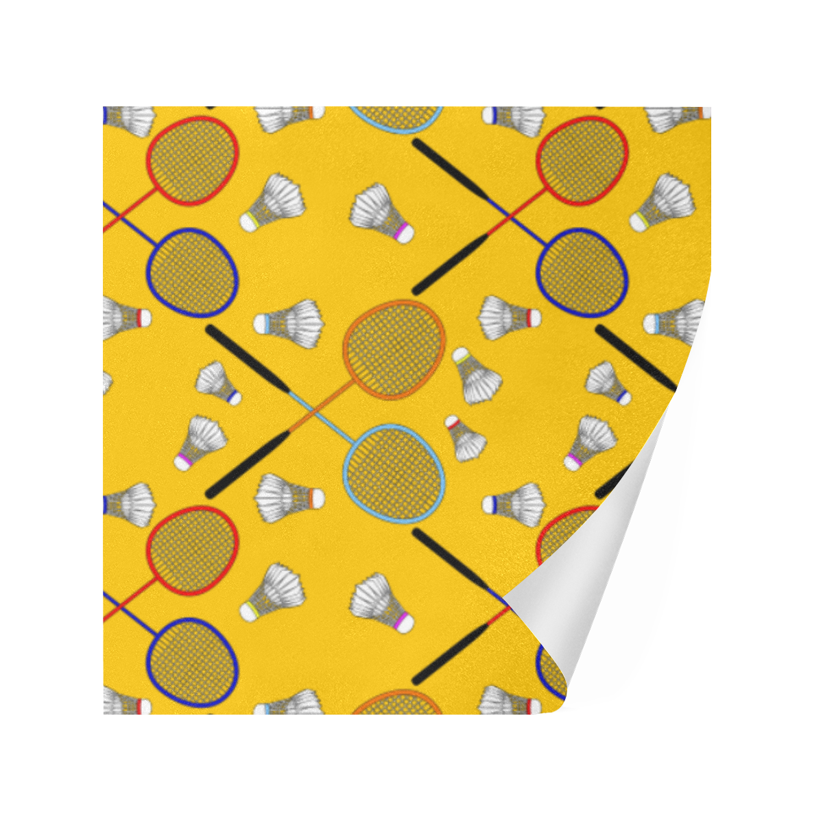 Badminton Rackets and Shuttlecocks Pattern Sports Yellow Gift Wrapping Paper 58"x 23" (2 Rolls)