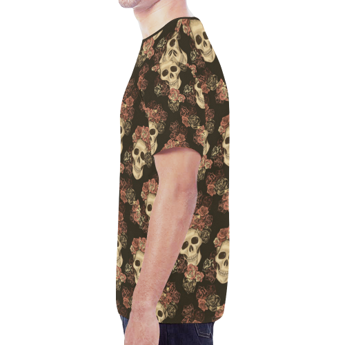 Skull and Rose Pattern New All Over Print T-shirt for Men (Model T45)