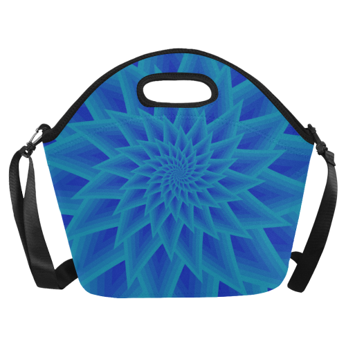 Ancient blue flower Neoprene Lunch Bag/Large (Model 1669)